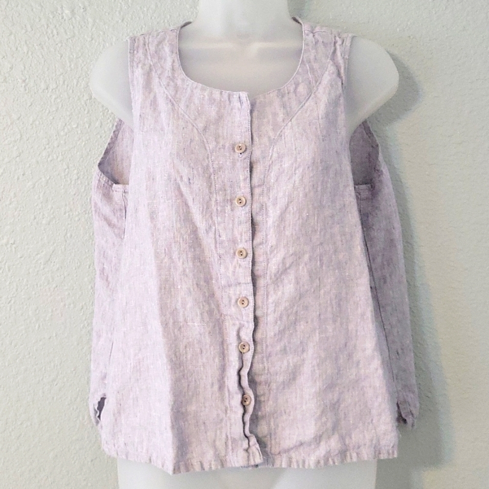 Flax Linen Vest Tank Cami Medium